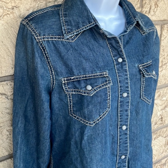 Denim Snap up Shirt - Picture 3 of 12